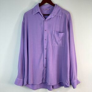 Vintage Tianello Purple Button Front Longsleeve Top Unisex Large Tencel Blend